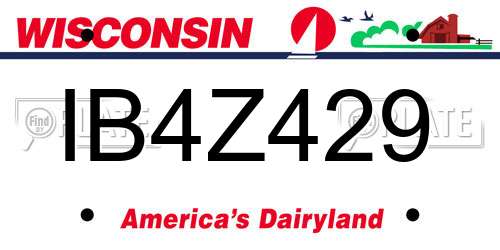 IB4Z429 Wisconsin License Plate
