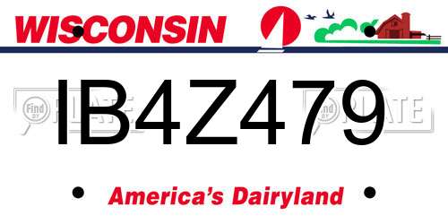 IB4Z479 Wisconsin License Plate