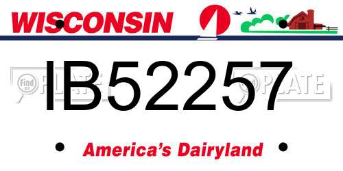 IB52257 Wisconsin License Plate