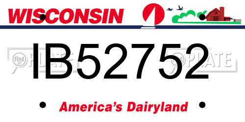 IB52752 Wisconsin License Plate