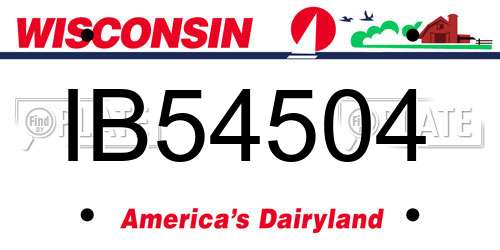 IB54504 Wisconsin License Plate