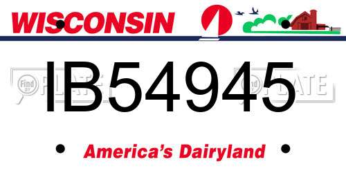 IB54945 Wisconsin License Plate