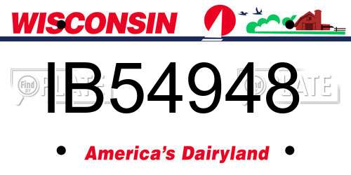 IB54948 Wisconsin License Plate