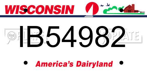 IB54982 Wisconsin License Plate