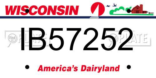 IB57252 Wisconsin License Plate