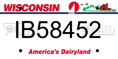 IB58452 Wisconsin License Plate