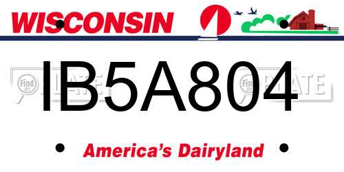 IB5A804 Wisconsin License Plate