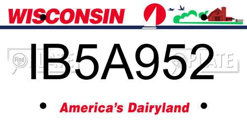 IB5A952 Wisconsin License Plate