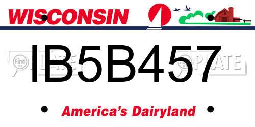 IB5B457 Wisconsin License Plate