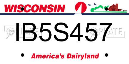 IB5S457 Wisconsin License Plate