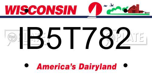 IB5T782 Wisconsin License Plate
