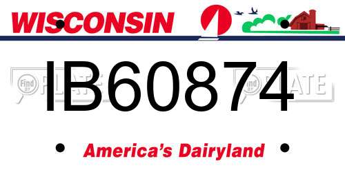 IB60874 Wisconsin License Plate