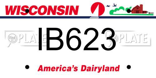 IB623 Wisconsin License Plate