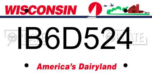 IB6D524 Wisconsin License Plate