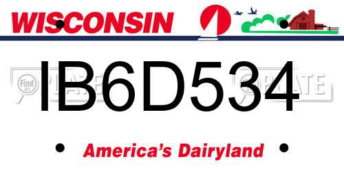 IB6D534 Wisconsin License Plate