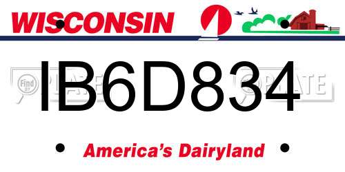 IB6D834 Wisconsin License Plate