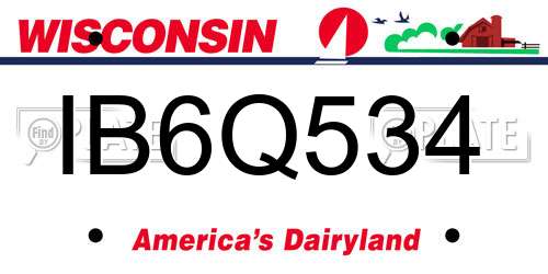IB6Q534 Wisconsin License Plate