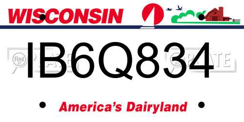 IB6Q834 Wisconsin License Plate