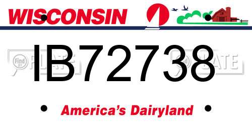 IB72738 Wisconsin License Plate