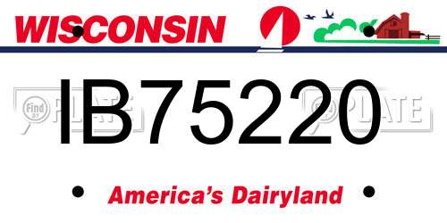 IB75220 Wisconsin License Plate