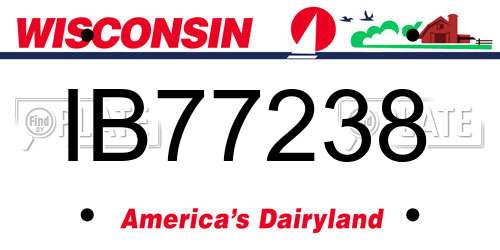 IB77238 Wisconsin License Plate
