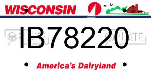 IB78220 Wisconsin License Plate