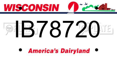 IB78720 Wisconsin License Plate