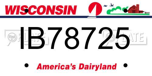IB78725 Wisconsin License Plate