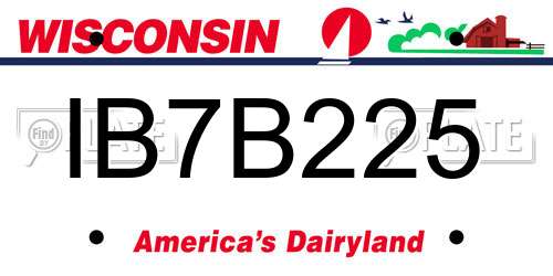 IB7B225 Wisconsin License Plate