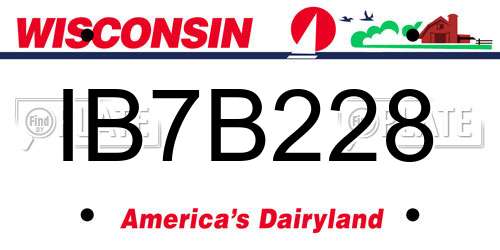 IB7B228 Wisconsin License Plate