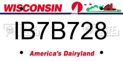 IB7B728 Wisconsin License Plate