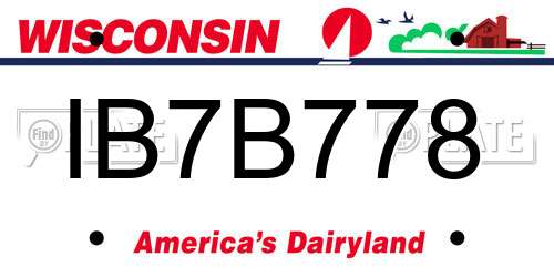 IB7B778 Wisconsin License Plate