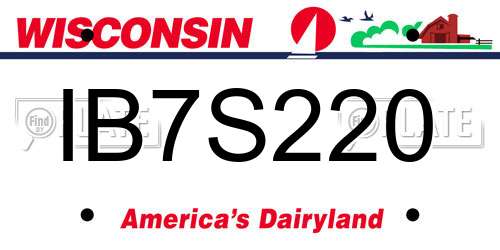 IB7S220 Wisconsin License Plate
