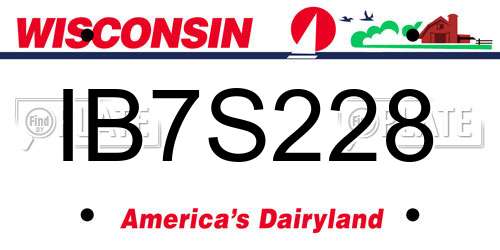 IB7S228 Wisconsin License Plate
