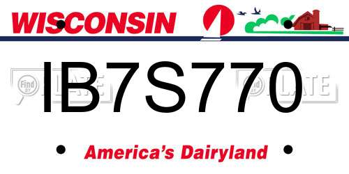 IB7S770 Wisconsin License Plate