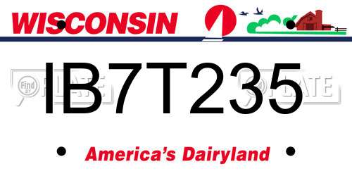 IB7T235 Wisconsin License Plate