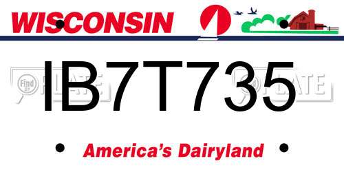 IB7T735 Wisconsin License Plate