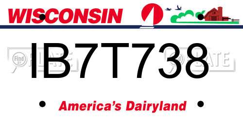 IB7T738 Wisconsin License Plate