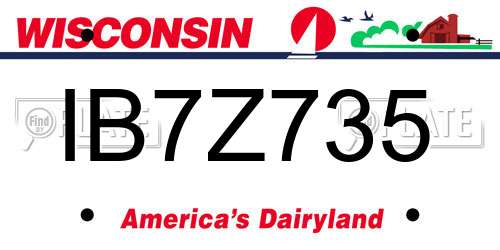 IB7Z735 Wisconsin License Plate