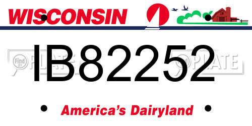 IB82252 Wisconsin License Plate