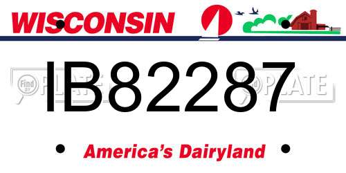 IB82287 Wisconsin License Plate