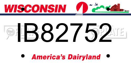 IB82752 Wisconsin License Plate