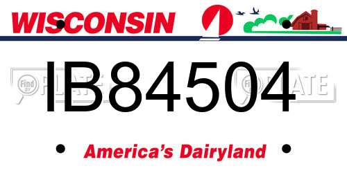 IB84504 Wisconsin License Plate