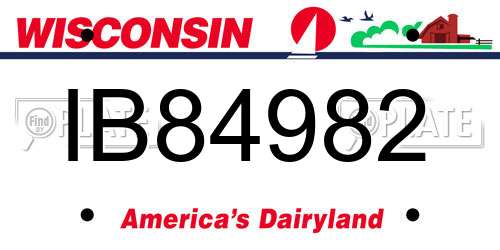 IB84982 Wisconsin License Plate