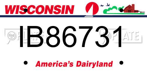 IB86731 Wisconsin License Plate