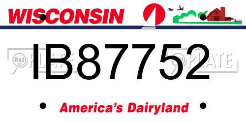IB87752 Wisconsin License Plate