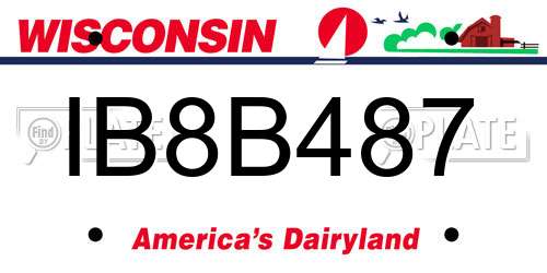 IB8B487 Wisconsin License Plate