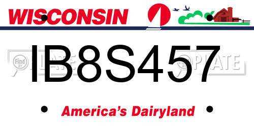 IB8S457 Wisconsin License Plate