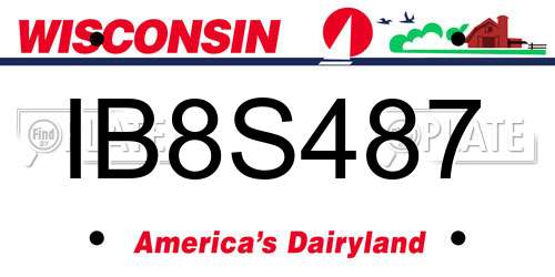 IB8S487 Wisconsin License Plate