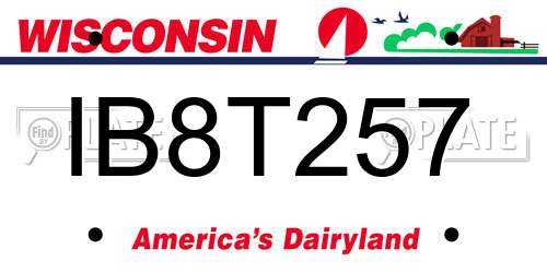 IB8T257 Wisconsin License Plate